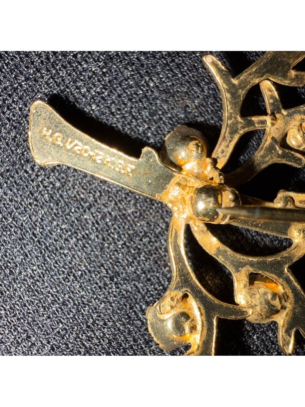 Vintage Rinestone 12K Gold Filled Tree of Life Brooch - Picture 4 of 5